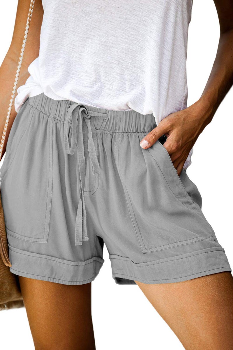 KISSMODA Womens Workout Drawstring Lounge Summer Shorts with Pockets Gray XL - Image 1